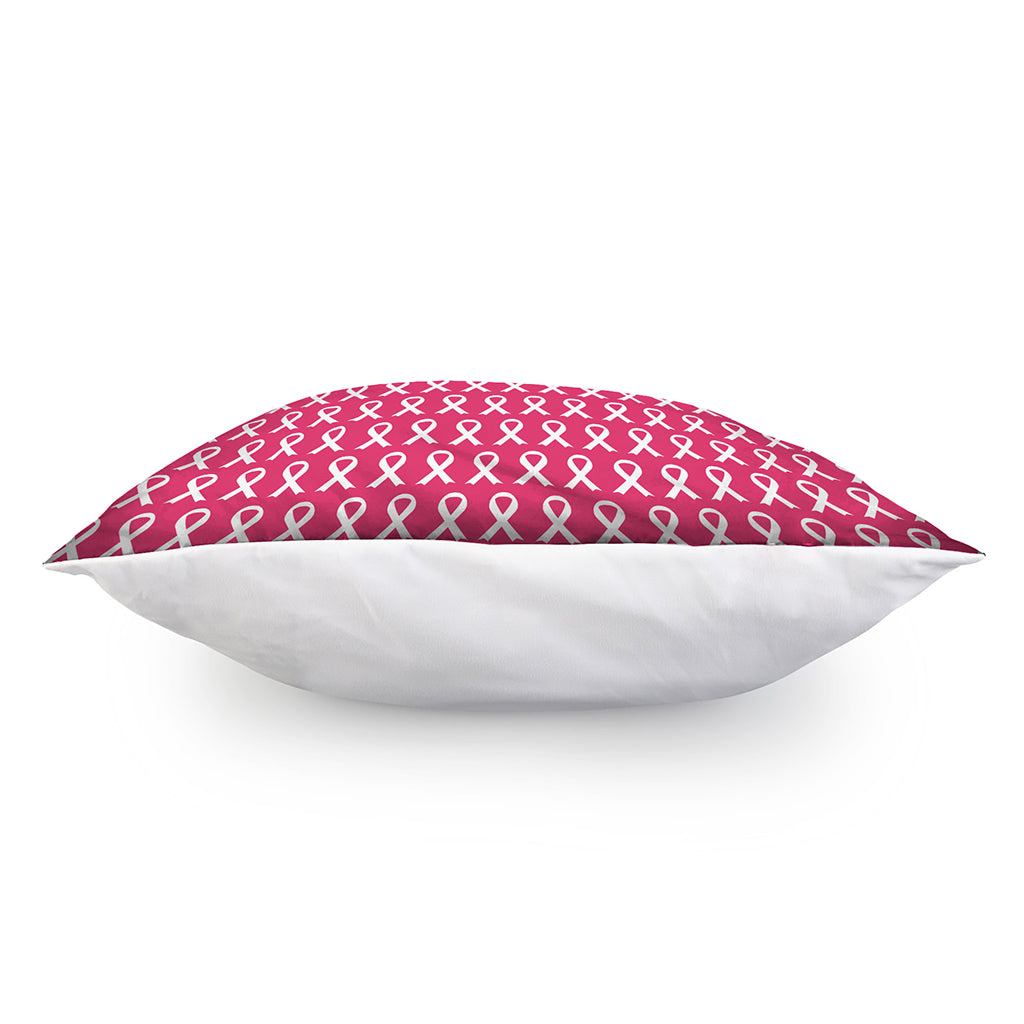 White And Pink Breast Cancer Print Pillow Cover