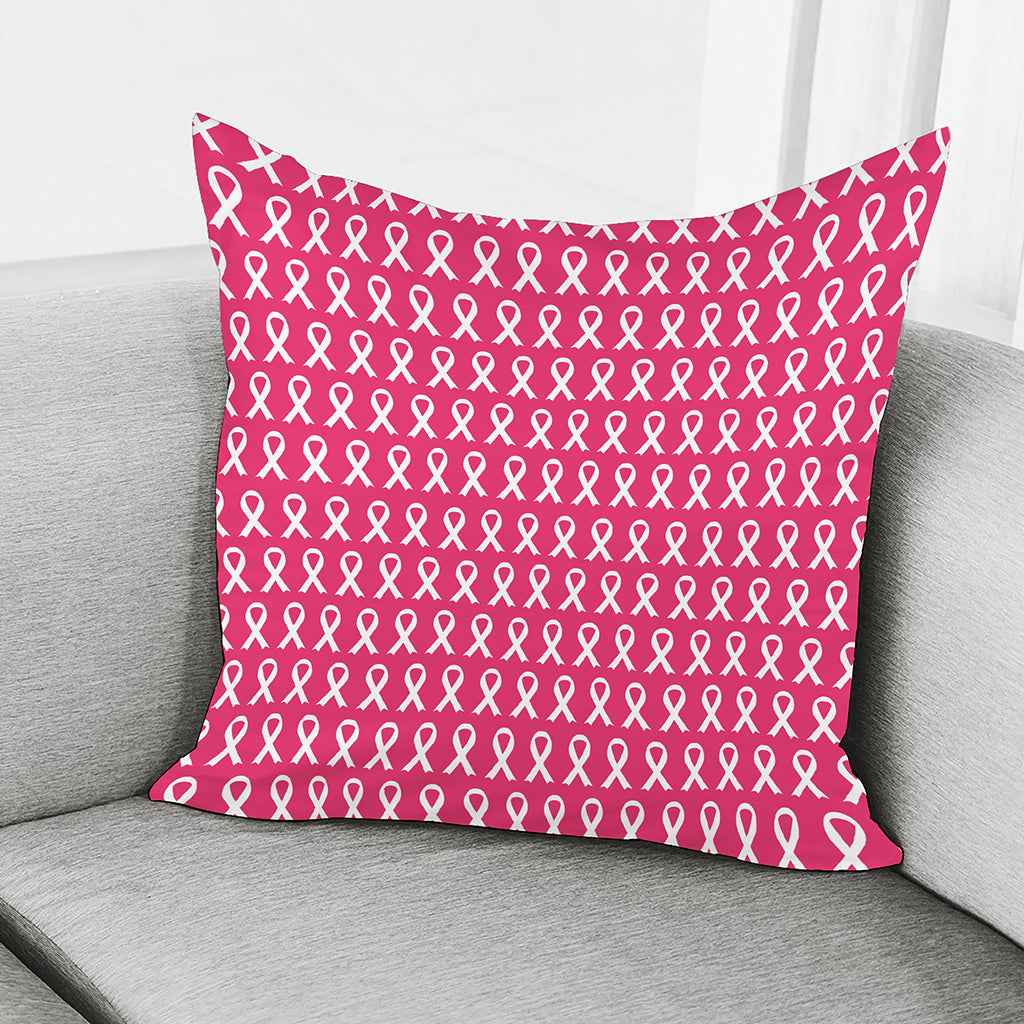 White And Pink Breast Cancer Print Pillow Cover