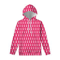 White And Pink Breast Cancer Print Pullover Hoodie