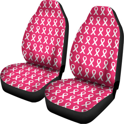 White And Pink Breast Cancer Print Universal Fit Car Seat Covers