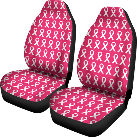 White And Pink Breast Cancer Print Universal Fit Car Seat Covers