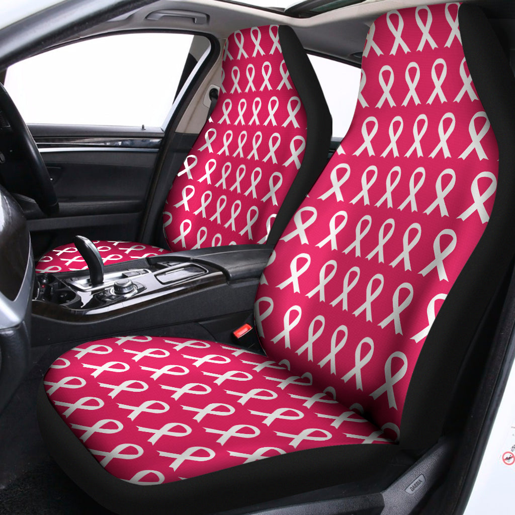White And Pink Breast Cancer Print Universal Fit Car Seat Covers