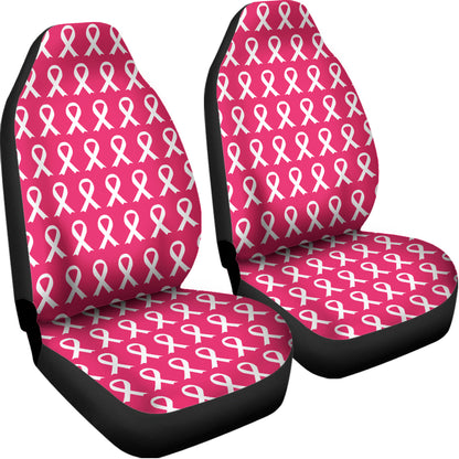 White And Pink Breast Cancer Print Universal Fit Car Seat Covers
