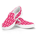 White And Pink Breast Cancer Print White Slip On Sneakers