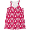 White And Pink Breast Cancer Print Women's Racerback Tank Top