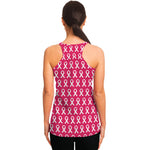 White And Pink Breast Cancer Print Women's Racerback Tank Top