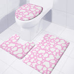 White And Pink Cow Print 3 Piece Bath Mat Set