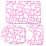 White And Pink Cow Print 3 Piece Bath Mat Set