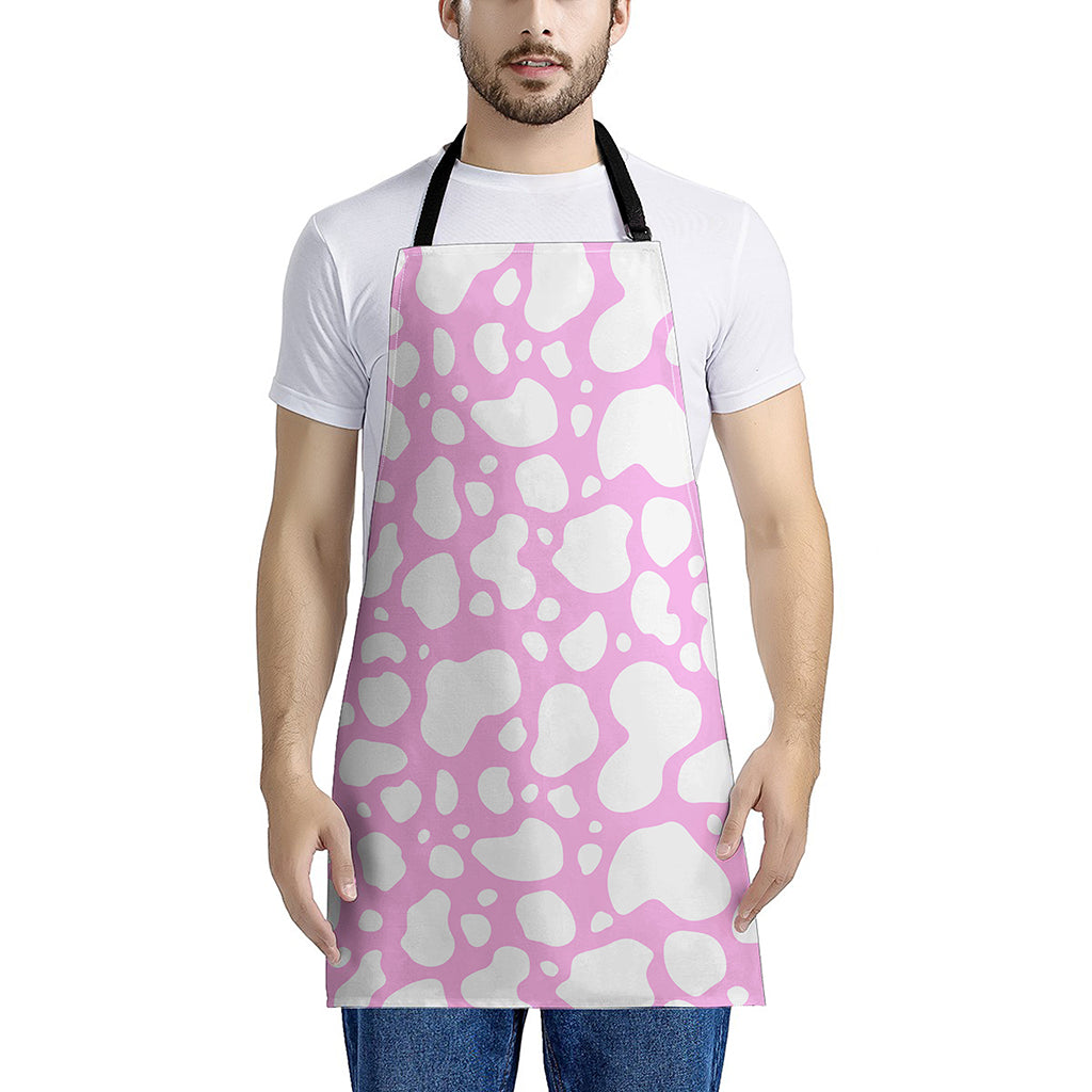 White And Pink Cow Print Apron