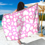 White And Pink Cow Print Beach Sarong Wrap