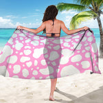 White And Pink Cow Print Beach Sarong Wrap