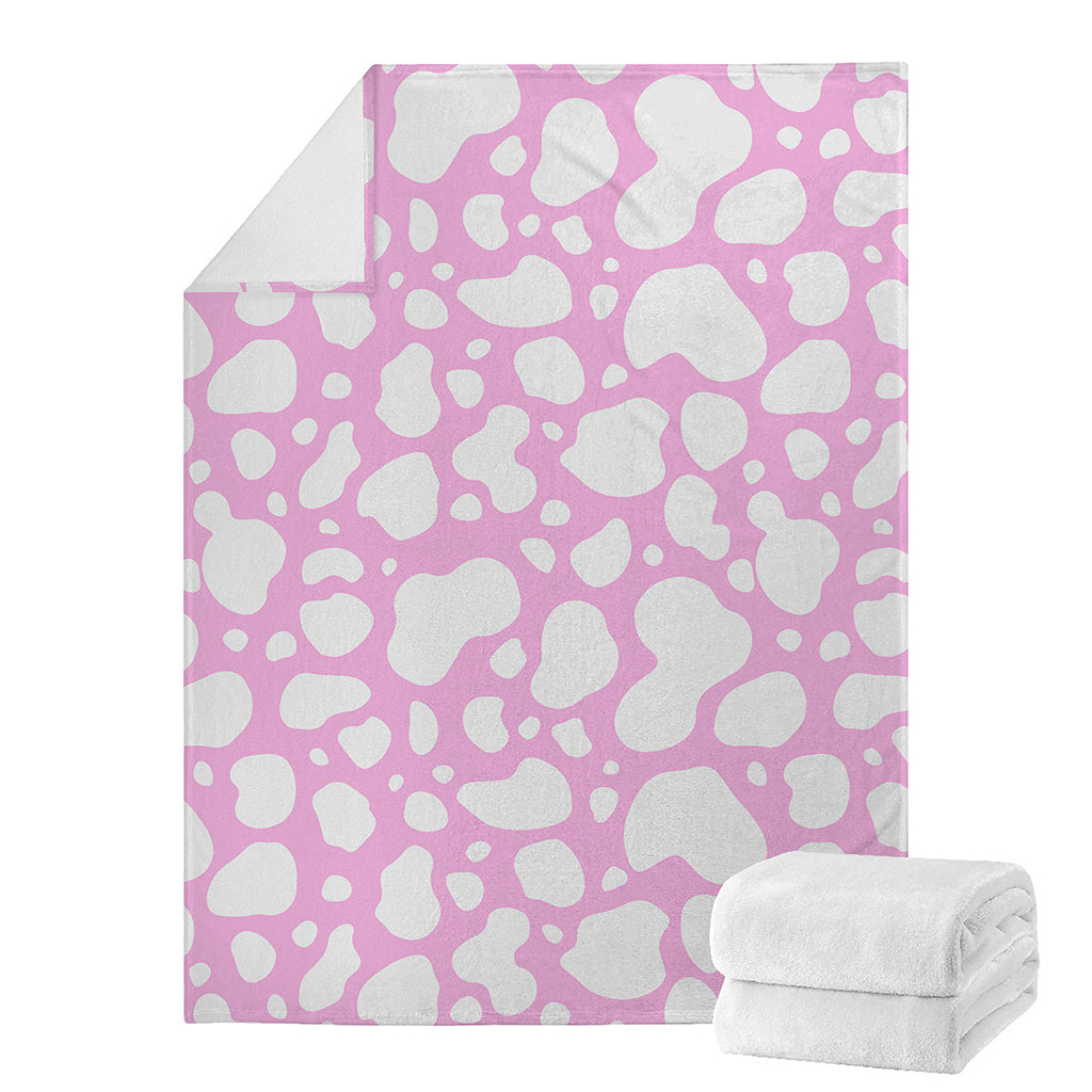 White And Pink Cow Print Blanket