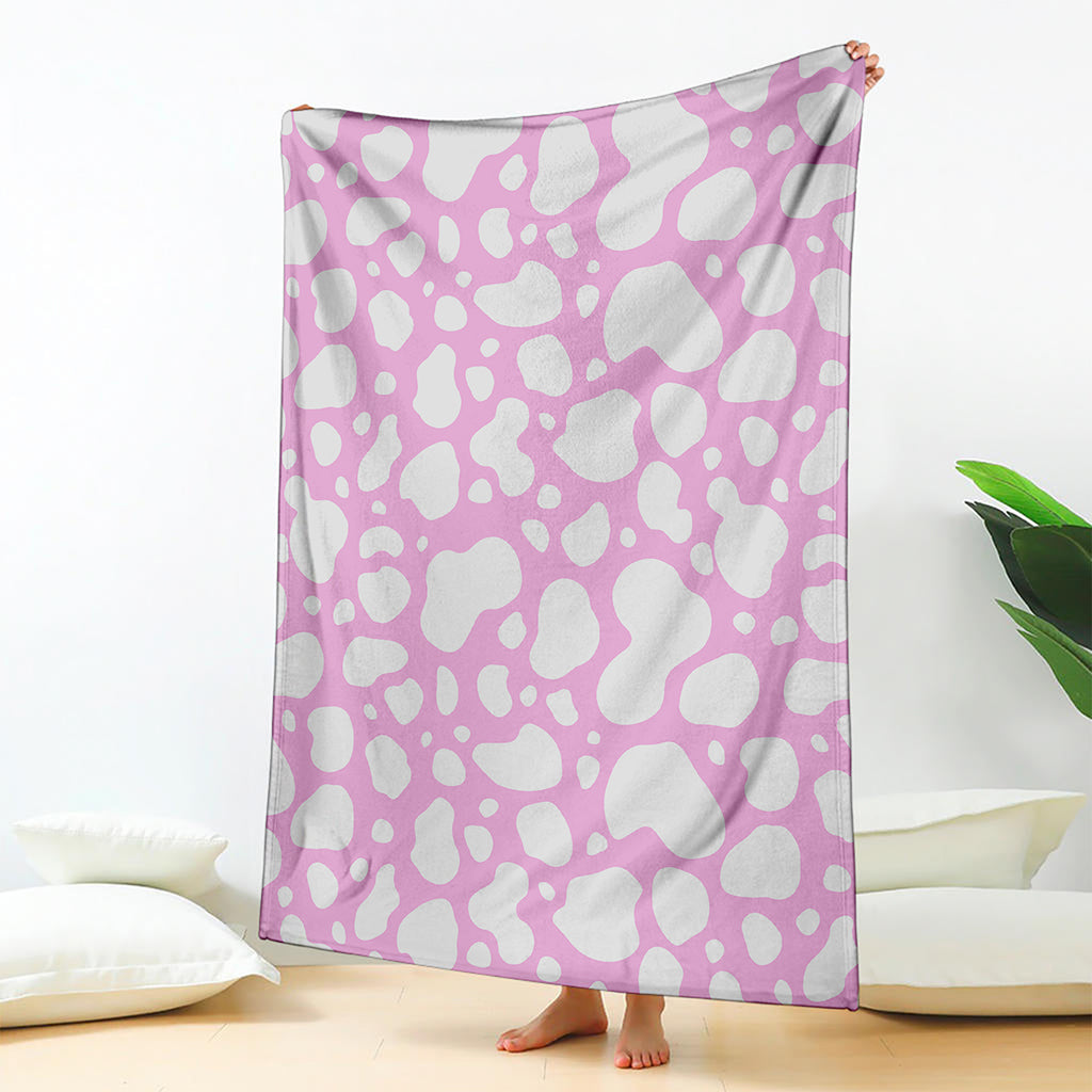 White And Pink Cow Print Blanket