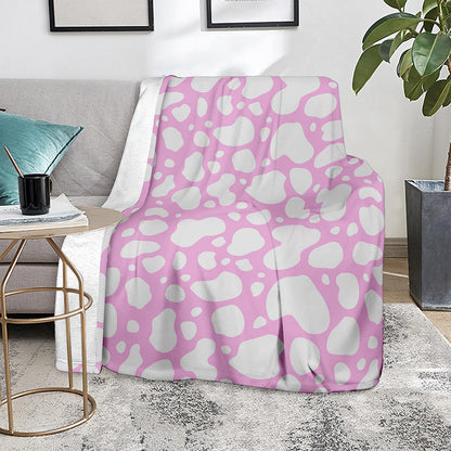 White And Pink Cow Print Blanket