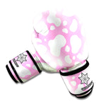 White And Pink Cow Print Boxing Gloves