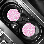 White And Pink Cow Print Car Coasters