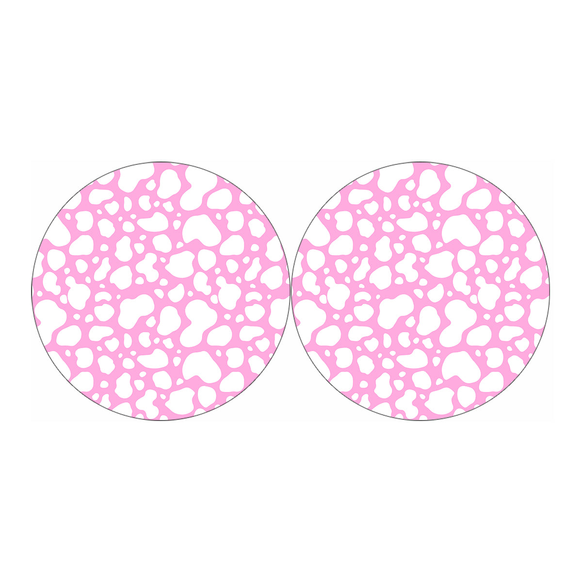 White And Pink Cow Print Car Coasters