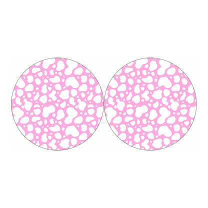 White And Pink Cow Print Car Coasters