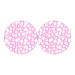 White And Pink Cow Print Car Coasters