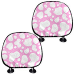 White And Pink Cow Print Car Headrest Covers