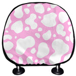 White And Pink Cow Print Car Headrest Covers