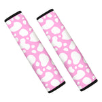 White And Pink Cow Print Car Seat Belt Covers