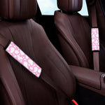White And Pink Cow Print Car Seat Belt Covers