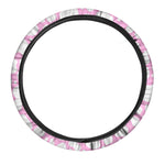 White And Pink Cow Print Car Steering Wheel Cover