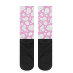 White And Pink Cow Print Crew Socks