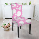 White And Pink Cow Print Dining Chair Slipcover