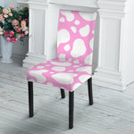 White And Pink Cow Print Dining Chair Slipcover