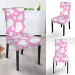 White And Pink Cow Print Dining Chair Slipcover