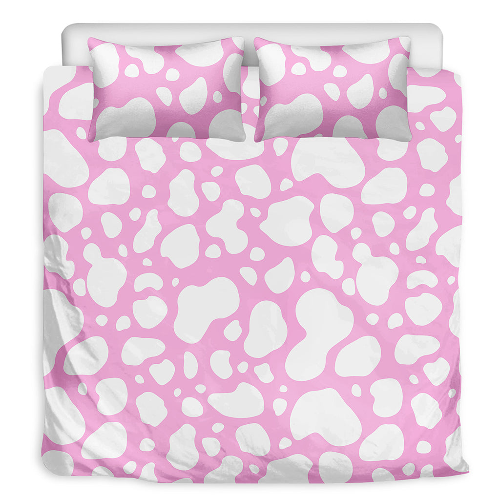White And Pink Cow Print Duvet Cover Bedding Set