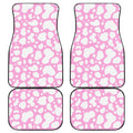 White And Pink Cow Print Front and Back Car Floor Mats