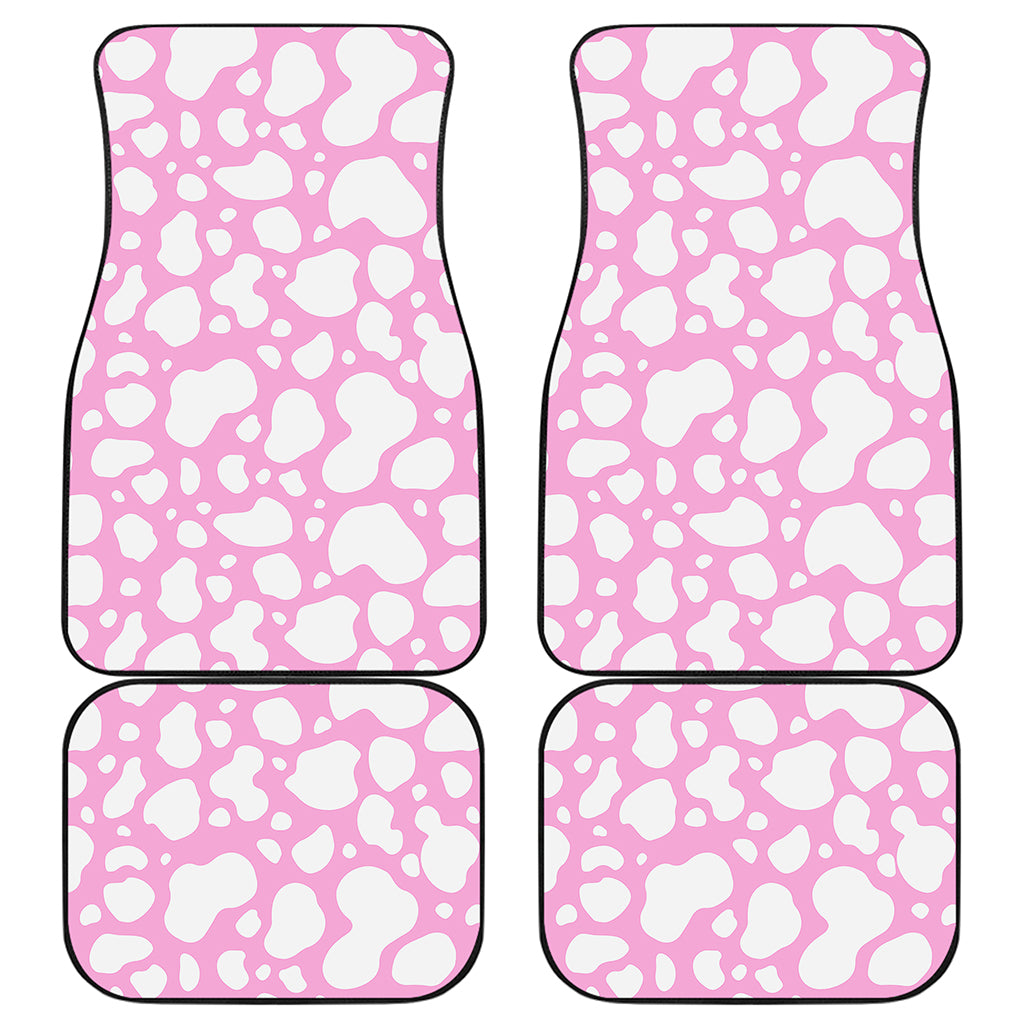 White And Pink Cow Print Front and Back Car Floor Mats