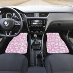 White And Pink Cow Print Front and Back Car Floor Mats