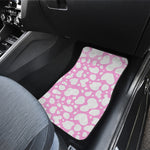 White And Pink Cow Print Front and Back Car Floor Mats