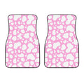 White And Pink Cow Print Front Car Floor Mats