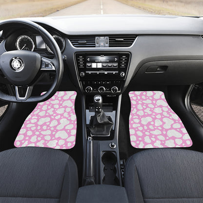 White And Pink Cow Print Front Car Floor Mats