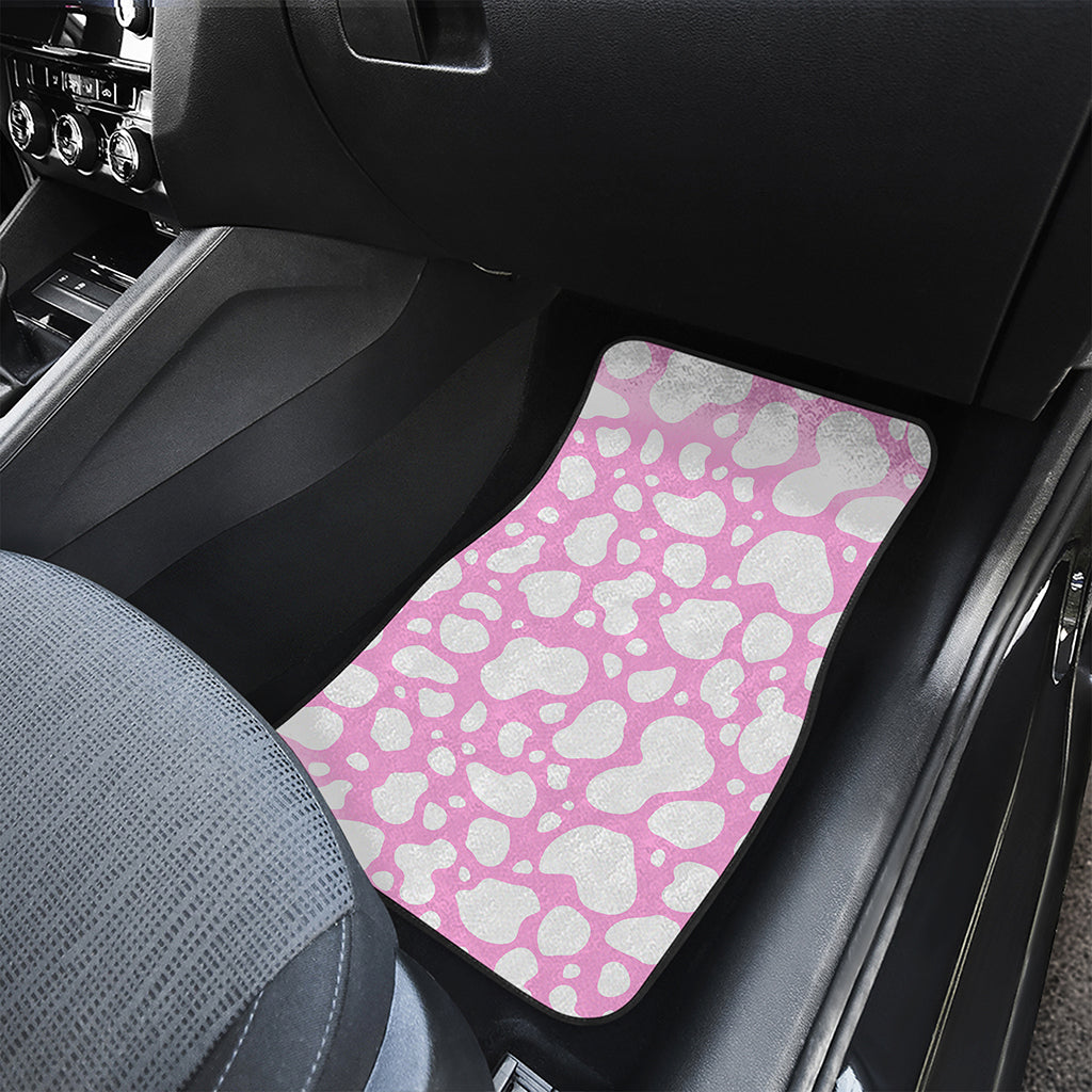 White And Pink Cow Print Front Car Floor Mats