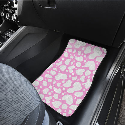 White And Pink Cow Print Front Car Floor Mats