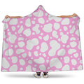White And Pink Cow Print Hooded Blanket