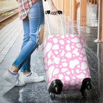 White And Pink Cow Print Luggage Cover GearFrost