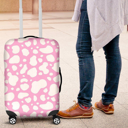 White And Pink Cow Print Luggage Cover GearFrost