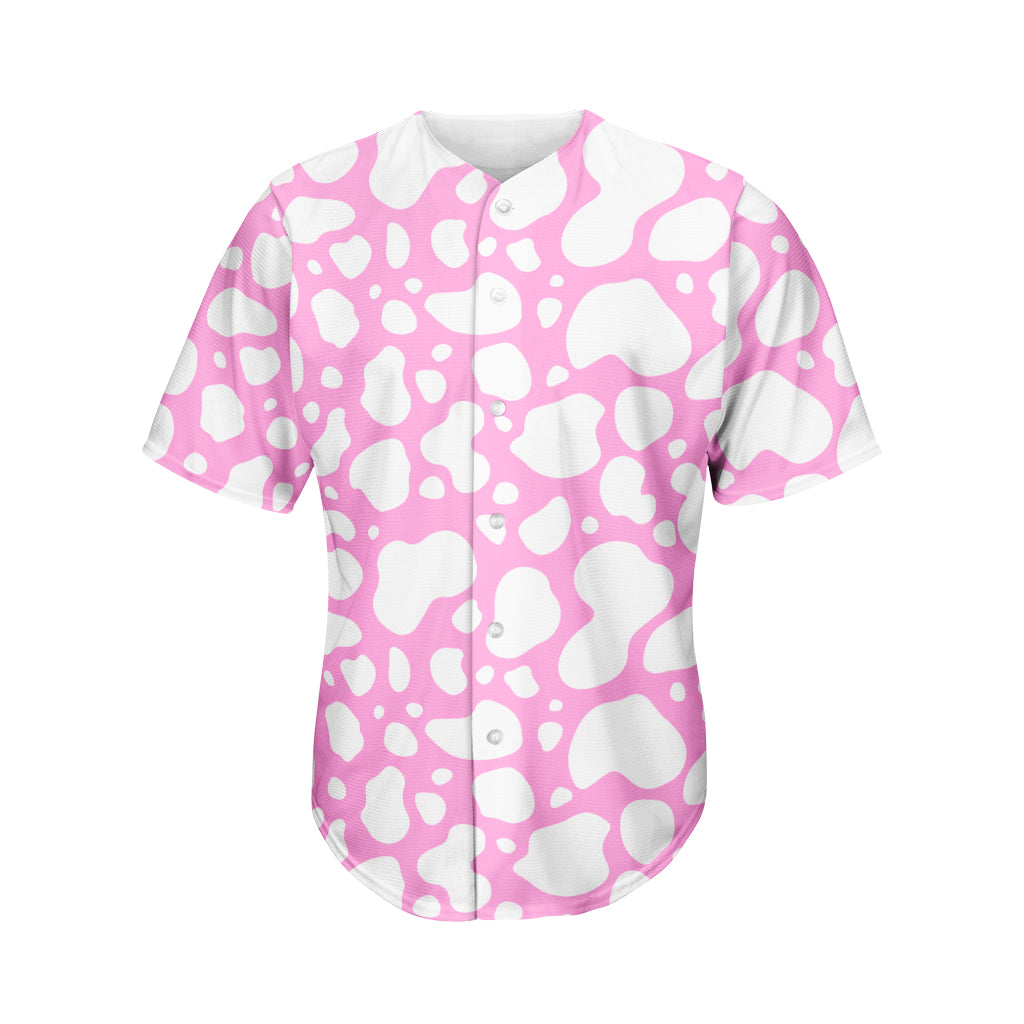 White And Pink Cow Print Men's Baseball Jersey