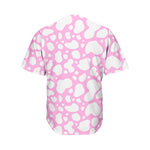White And Pink Cow Print Men's Baseball Jersey