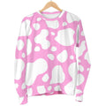 White And Pink Cow Print Men's Crewneck Sweatshirt