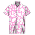 White And Pink Cow Print Men's Short Sleeve Shirt