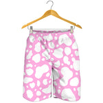 White And Pink Cow Print Men's Shorts