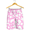 White And Pink Cow Print Men's Shorts